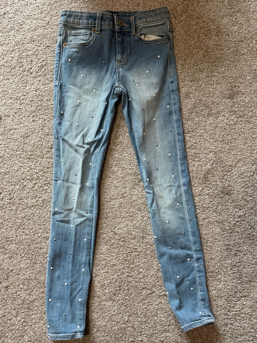 GAP Kids Light Blue Pearl-Studded Skinny Jeans, Girls Size 8 Slim EUC